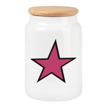Pink Star Design for Creative Clothing - Cookie Jar with Wooden Lid - white - Front