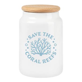 Save protect the coral reefs ocean activist - Cookie Jar with Wooden Lid - white - Front