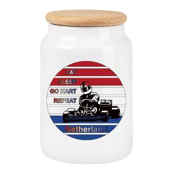 Kart Driver Netherland Design - Boîte à biscuits avec couvercle en bois - blanc - Devant