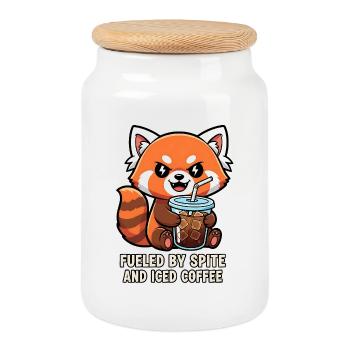Effronté raton laveur café Meme Design - Boîte à biscuits avec couvercle en bois - blanc - Devant