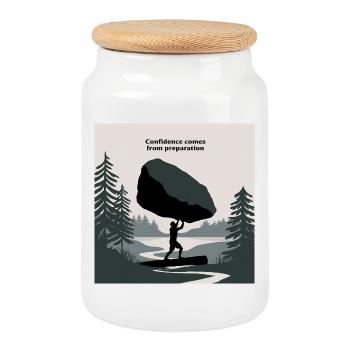 Empowered Balance Nature Success Motivational  - Cookie Jar with Wooden Lid - white - Front