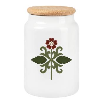 Design de symétrie florale vintage - Boîte à biscuits avec couvercle en bois - blanc - Devant