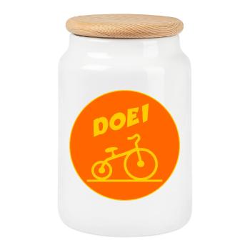 Auf Wiedersehen Fahrrad - Keksdose mit Holzdeckel - Weiß - Vorne