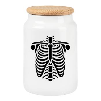 Halloween Skelett Brust Medizinische Knochenarbeit - Keksdose mit Holzdeckel - Weiß - Vorne