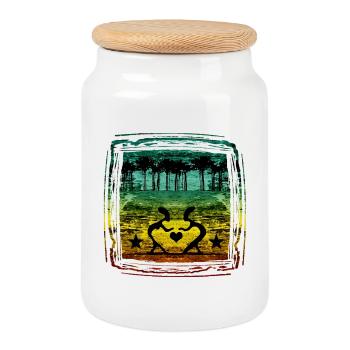 Heart in the forest with reggae colors - Cookie Jar with Wooden Lid - white - Front