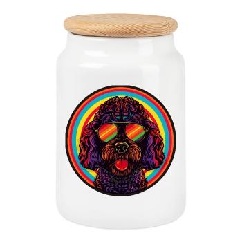 Labrador Sunglasses Easter - Cookie Jar with Wooden Lid - white - Front