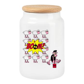 The rebellious sheep strikes again - Cookie Jar with Wooden Lid - white - Front
