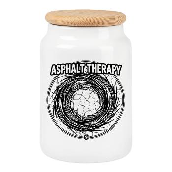Thérapie par l’asphalte - Boîte à biscuits avec couvercle en bois - blanc - Devant