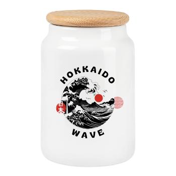 Japan Hokkaido - Cookie Jar with Wooden Lid - white - Front