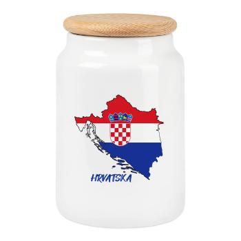 Conception du drapeau de la Croatie sur la carte - Boîte à biscuits avec couvercle en bois - blanc - Devant