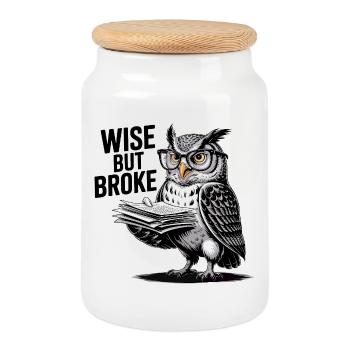 Hibou sage mais fauché - Boîte à biscuits avec couvercle en bois - blanc - Devant