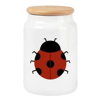 Roter Marienkäfer Illustration für umweltfreundliche Kleidung - Keksdose mit Holzdeckel - Weiß - Vorne