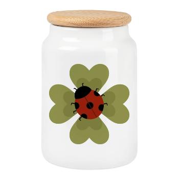 Marienkäfer Blumen Patch Design - Keksdose mit Holzdeckel - Weiß - Vorne