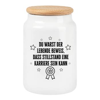 Farewell Colleague Gift Office - Cookie Jar with Wooden Lid - white - Front