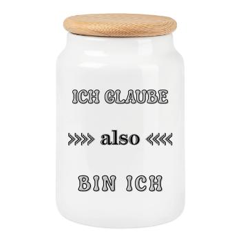 Wordart I Believe Therefore I Am Saying Statement - Cookie Jar with Wooden Lid - white - Front