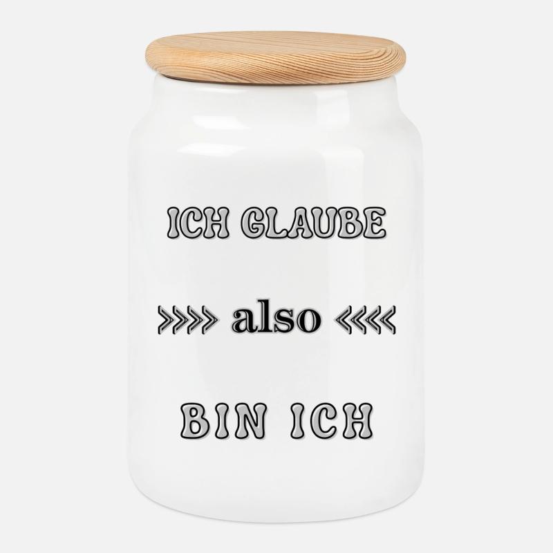 Wordart Je crois donc je dis déclaration - Boîte à biscuits avec couvercle en bois - blanc