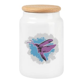 Motif de vol papillon aquarelle - Boîte à biscuits avec couvercle en bois - blanc - Devant