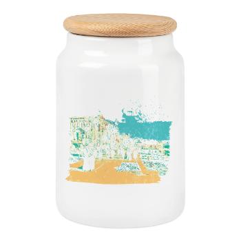 Retro view of the Croisette in Cannes - Cookie Jar with Wooden Lid - white - Front