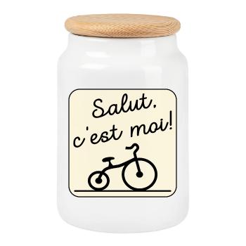 Hi Bicycle Kids Bike - Cookie Jar with Wooden Lid - white - Front