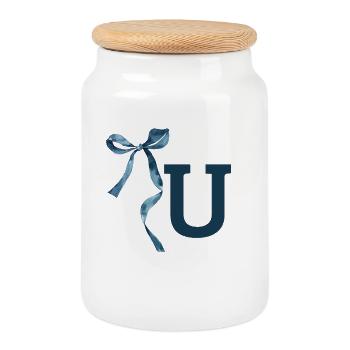 Monogramme u idée cadeau  - Boîte à biscuits avec couvercle en bois - blanc - Devant