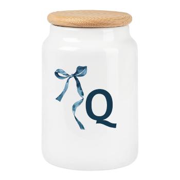 Monogramme q idée cadeau  - Boîte à biscuits avec couvercle en bois - blanc - Devant
