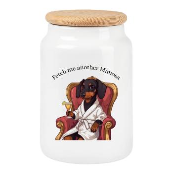 Dachshund Mimosa Throne – Fetch Me Another - Keksdose mit Holzdeckel - Weiß - Vorne