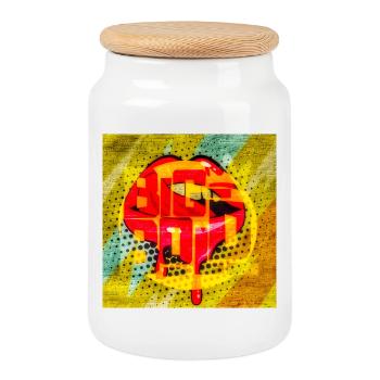 Graffiti Pop Art Lutscher - Keksdose mit Holzdeckel - Weiß - Vorne