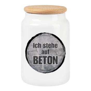 Ich stehe auf Beton - Keksdose mit Holzdeckel - Weiß - Vorne