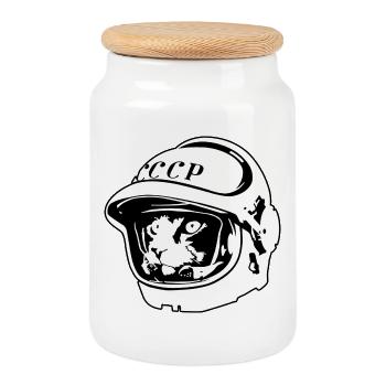 Kosmo Cat – Aventure spatiale et astronomique - Boîte à biscuits avec couvercle en bois - blanc - Devant