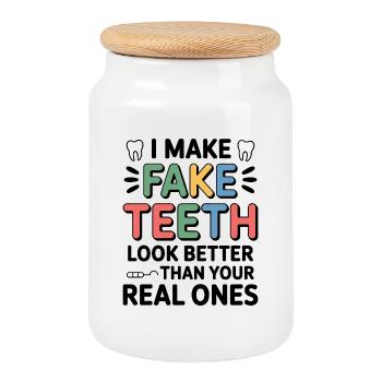 Dental Lab Technician Life  - Cookie Jar with Wooden Lid - white - Front