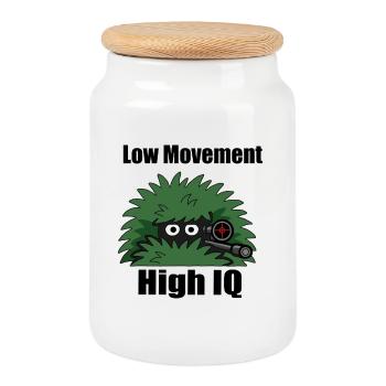 Low Movement – High IQ Gamer Design - Cookie Jar with Wooden Lid - white - Front