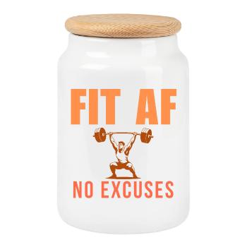 Motivation for Strength Training - Cookie Jar with Wooden Lid - white - Front