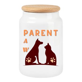 Dog & CAT Pet T-shirt for Animal Lovers - Cookie Jar with Wooden Lid - white - Front