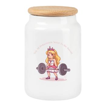 Strong Princess – Not All Need Saving - Keksdose mit Holzdeckel - Weiß - Vorne