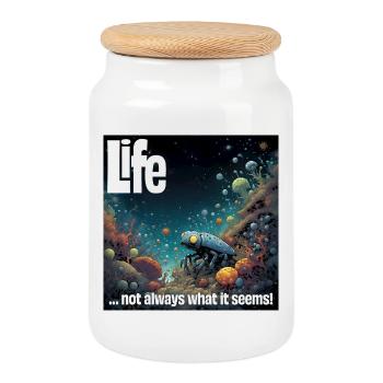 Life Nano Robot Undersea Scene - Cookie Jar with Wooden Lid - white - Front