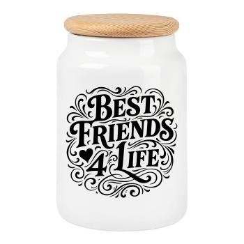 Best Friends Friendship - Cookie Jar with Wooden Lid - white - Front