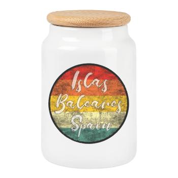 Îles Baléares Vintage Flag Design - Boîte à biscuits avec couvercle en bois - blanc - Devant