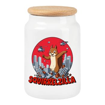 Squirrelzilla : Destruction Urbaine Animée - Boîte à biscuits avec couvercle en bois - blanc - Devant