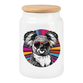 Koala Comic - Keksdose mit Holzdeckel - Weiß - Vorne