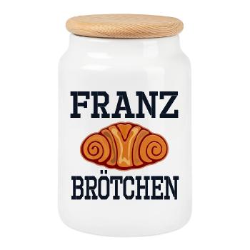 HAMBURG FRANZBRÖTCHEN BAKING - Cookie Jar with Wooden Lid - white - Front