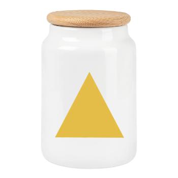 Geometrisches Dreiecksmotiv in Gold - Keksdose mit Holzdeckel - Weiß - Vorne