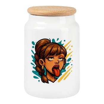 grimace - Cookie Jar with Wooden Lid - white - Front