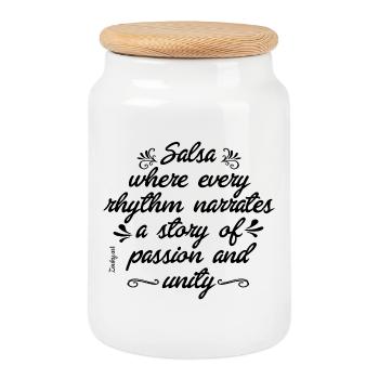 Conception de t-shirt cubain salsa énergie - Boîte à biscuits avec couvercle en bois - blanc - Devant