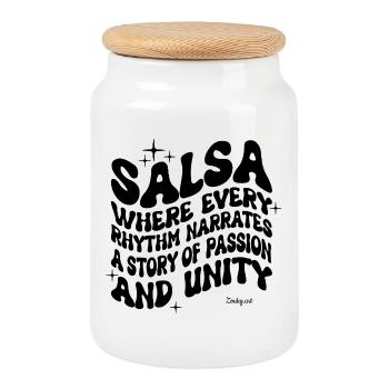 T-shirt pour les amateurs de salsa cubaine - Boîte à biscuits avec couvercle en bois - blanc - Devant