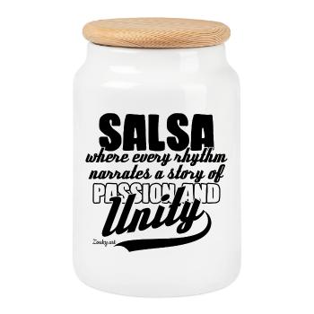 Salsa Danse Cuba Latin Party Chemise - Boîte à biscuits avec couvercle en bois - blanc - Devant
