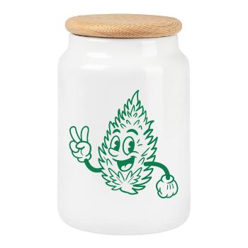 Illustration de mascotte hérissée de dessin animé - Boîte à biscuits avec couvercle en bois - blanc - Devant
