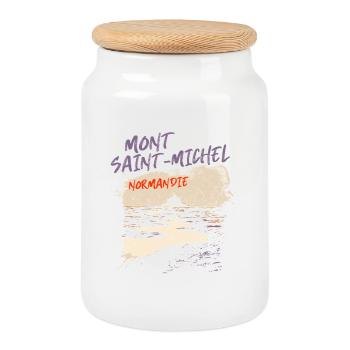 Mont Saint-Michel Normandie - Boîte à biscuits avec couvercle en bois - blanc - Devant