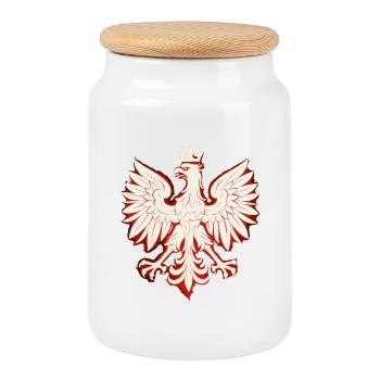 Pologne Polska Aigle drapeau patriotisme cadeau - Boîte à biscuits avec couvercle en bois - blanc - Devant