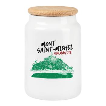 Normandie Mont Saint-Michel in Grün - Keksdose mit Holzdeckel - Weiß - Vorne