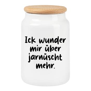 Ick wunder mir über jarnüscht mehr Berliner Spruch - Keksdose mit Holzdeckel - Weiß - Vorne